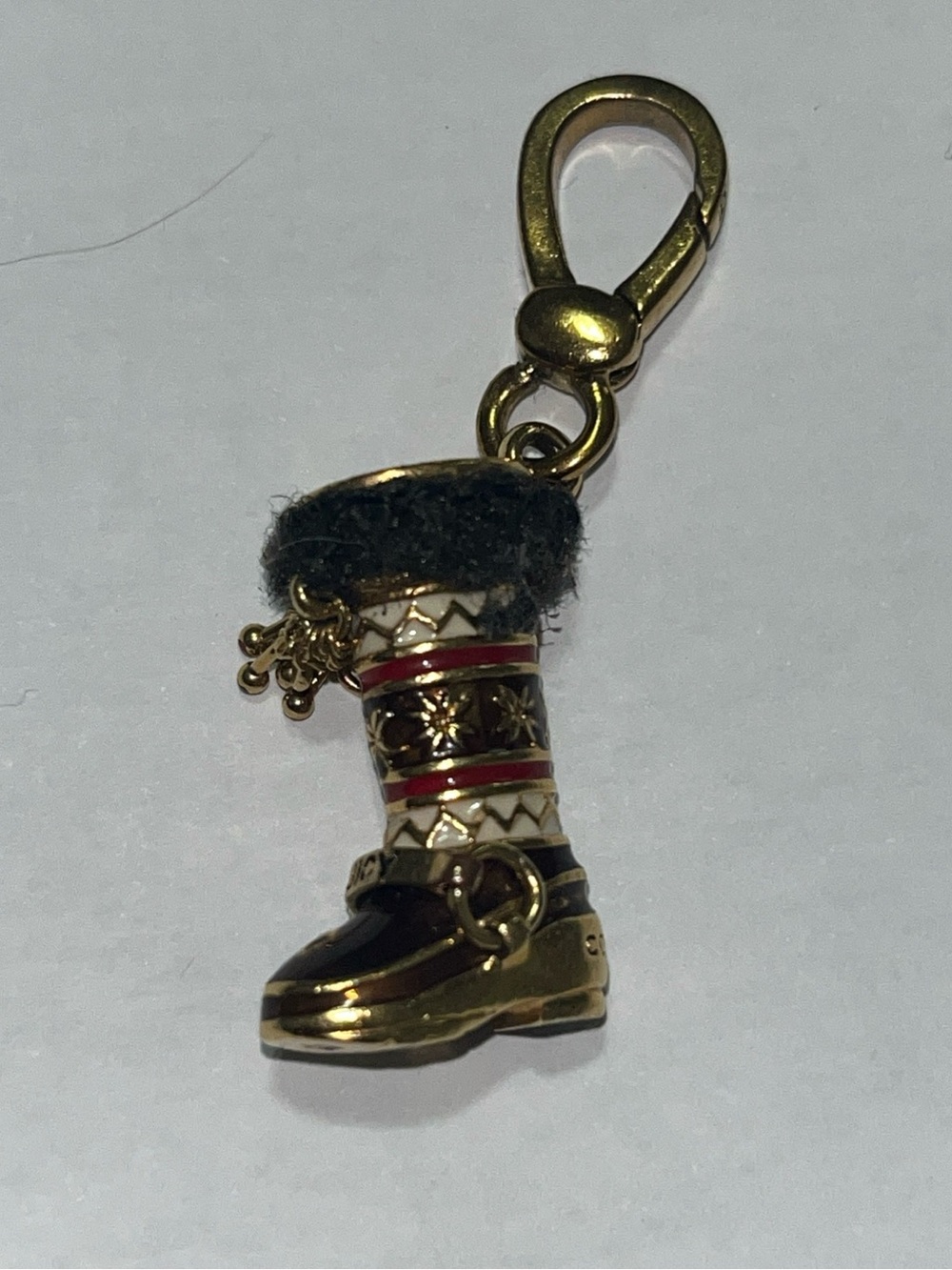 Juicy Couture Gold Boot Charm with Red, Black, and White Enamel